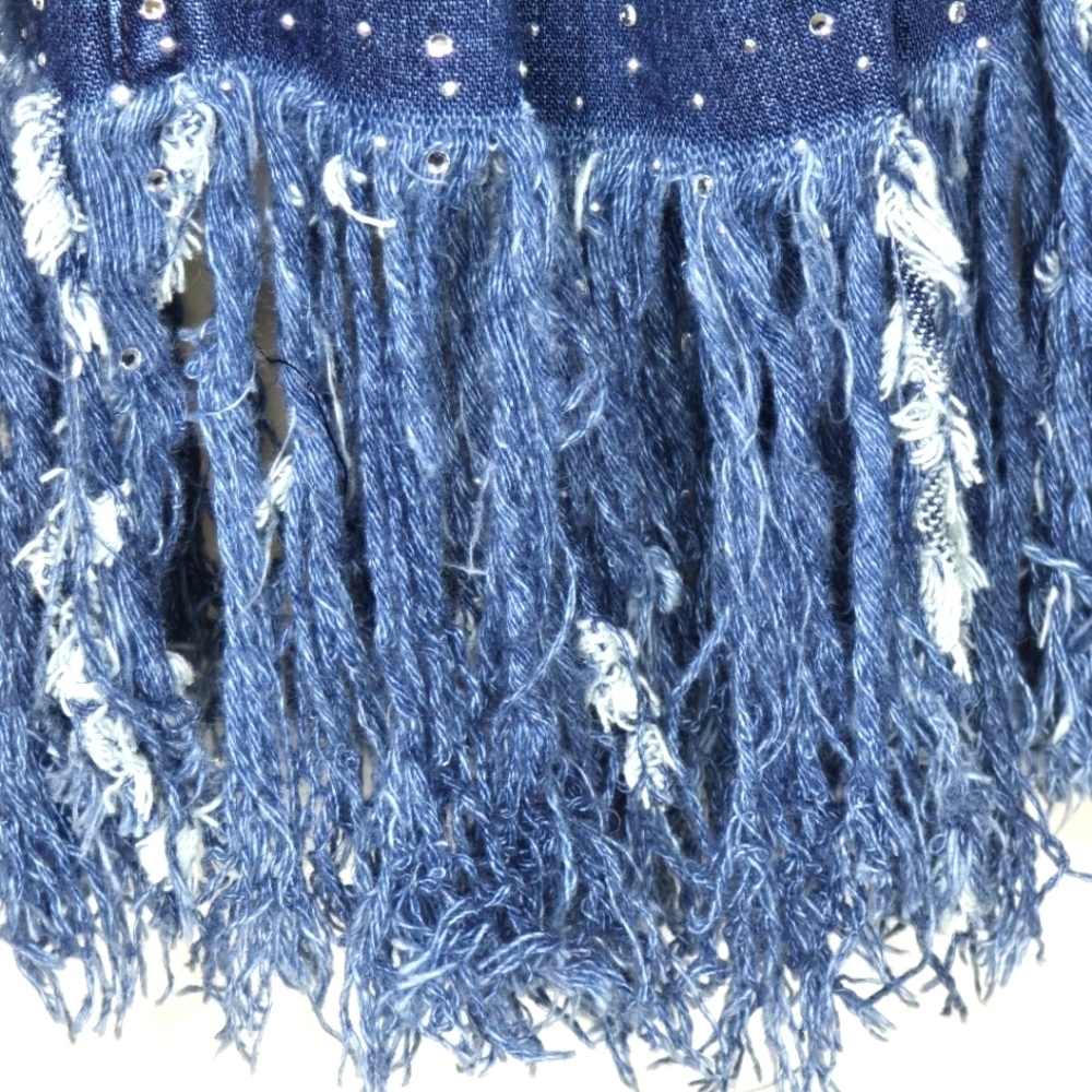 Fendi Diamonte Vintage Blue Denim Long-Sleeve Coat with Fringe - Picture 9 of 16